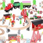 Derrson dřevěná vláčkodráha autodráha 70 ks – Zboží Dáma