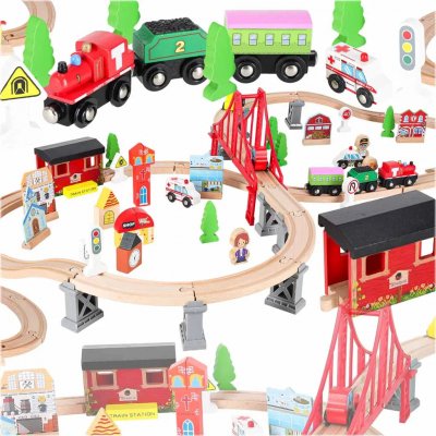 Derrson dřevěná vláčkodráha autodráha 70 ks – Zboží Dáma