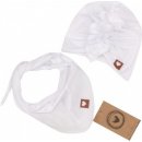 Z&Z Stylová dětská jarní/podzimní bavlněná čepice turban s šátkem bílá