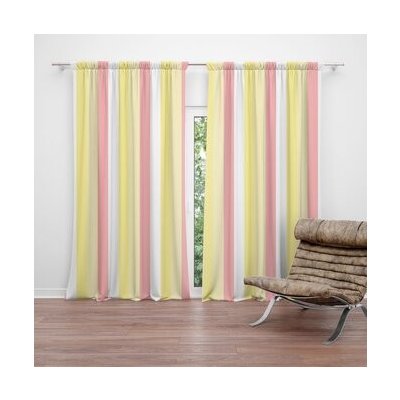Sablio Závěs Žlutorůžové pruhy: 2ks 140x250cm – Hledejceny.cz