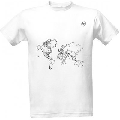 Tričko s potiskem cestovatelova mapa vč. USA pánské Bílá – Zboží Mobilmania
