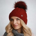 Fashionweek dámská zimní čepice s bambulí ZIZI33/V7 vínově – Hledejceny.cz