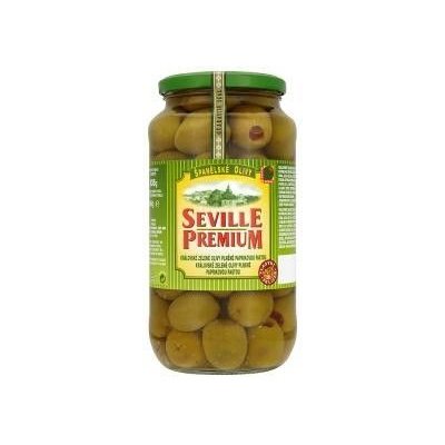 Seville Premium Olivy zelené královské s paprikou 935g