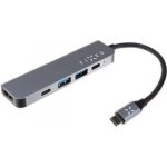 5-portový hliníkový USB-C Fixed HUB Mini pro notebooky a tablety, šedý