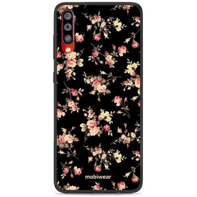 Pouzdro Mobiwear Glossy Samsung Galaxy A70 - G039G - Květy na černé