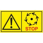 Výstraha - Před manipulaci otevřením až do úplného zastavení pohybujících se částí samolepící vinylová fólie 45 x 85 mm – Hledejceny.cz