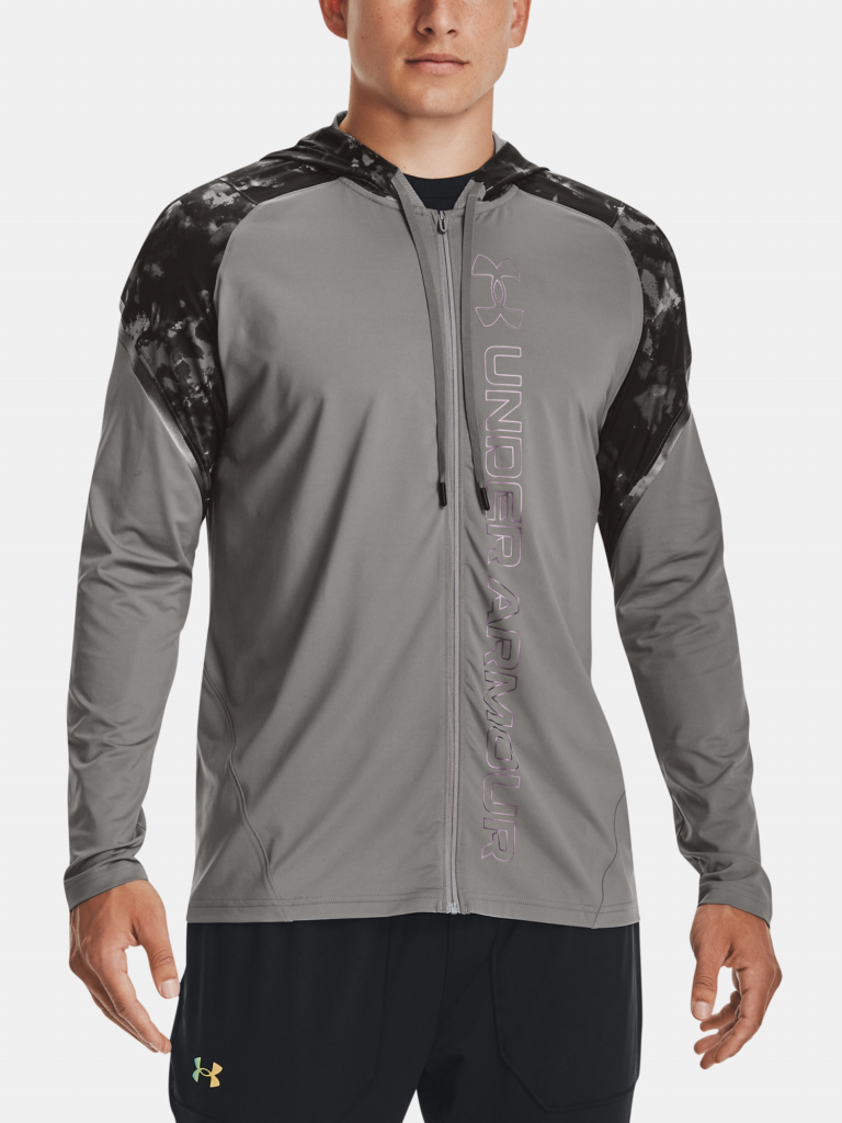 Under Armour Mikina Rush FZ Print Hoodie-GRY