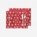Goldea vánoční prostírání na stůl valencia bílé vločky na červené 2ks 30x40 cm – Zboží Mobilmania