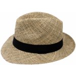 Fiebig Pánský slaměný Bogart klobouk s kratší krempou z mořské trávy s černou stuhou Fedora – Zboží Dáma