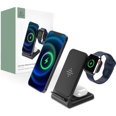 Bezdrátová rychlá nabíječka pro iPhone, Apple Watch a AirPods - Tech-Protect, A20 Wireless Charging Station Black – Zbozi.Blesk.cz