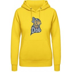 AWDis Hoodie mikina Design Vše, co potřebujete, je láska a pes Sluneční žlutá