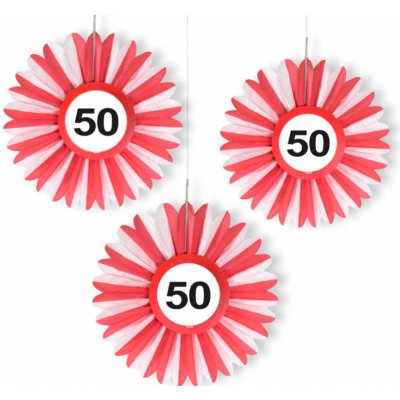 Folat Závěsné dekorace rozety číslo 50 dopravní značky 3 ks – Hledejceny.cz