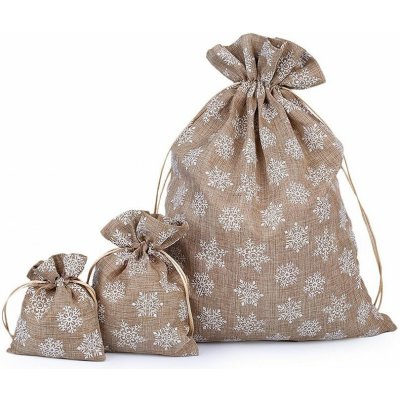 Dárkový pytlík vločky s glitry 13x18 cm imitace juty režná – Hledejceny.cz