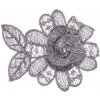 Prýmek 3D květ s lurexem 60 mm stříbrný