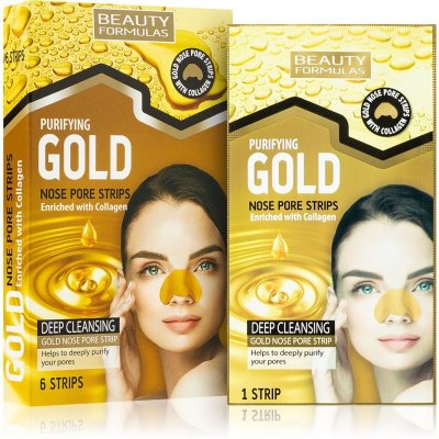 Beauty Formulas Gold čisticí náplast na zanešené póry na nose s kolagenem 6 ks – Zboží Mobilmania