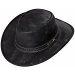 Kožený černý western klobouk Stars and Stripes kožený klobouk – Zboží Mobilmania