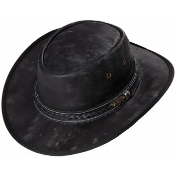 Kožený černý western klobouk Stars and Stripes kožený klobouk