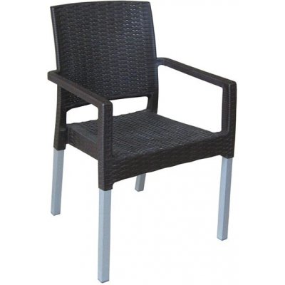 Mega Plast, plastová židle RATAN LUX (AL nohy), 88 x 56,5 x 56 cm, stohovatelná, wenge – Sleviste.cz