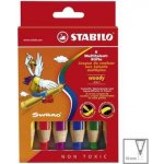 stabilo Barevné pastelky "Woody" 6 barev maxi 3v1 pastelky vodovka voskovka 20034 – Zboží Dáma