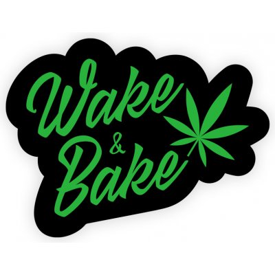 Samolepka Wake&Bake černá - weedshop – Zboží Mobilmania