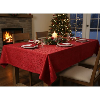Mybesthome Vánoční ubrus QUEEN žakárový vzor červená 140x230 cm – Hledejceny.cz