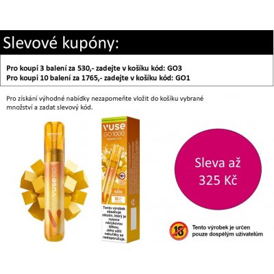 Vuse GO 1000 Pen Mango Ice 18 mg 1000 potáhnutí – Zboží Dáma