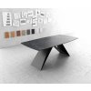 Jídelní stůl DELIFE Jídelní stůl Edge zaoblená 200x100cm Laminam® Keramika šedá podnož ve tvaru "V" černá