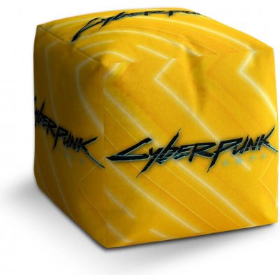 Sablio Taburet Cube Cyberpunk 2077 Žlutý: 40x40x40 cm – Zboží Mobilmania