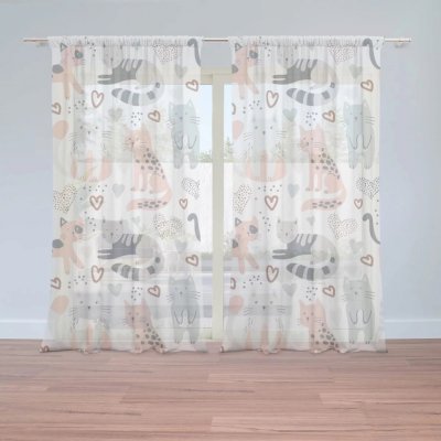 Záclony Malované kočičky: 2 ks - 150x250 cm - Sablio – Hledejceny.cz