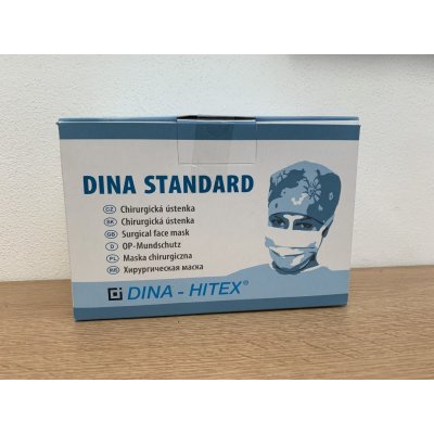 Dina- Hitex Ústenka rouška Standard s úvazkem, bílá, se stříbrem 50 ks