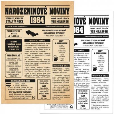 Narozeninové noviny 1964 - jednostranné – Zboží Mobilmania