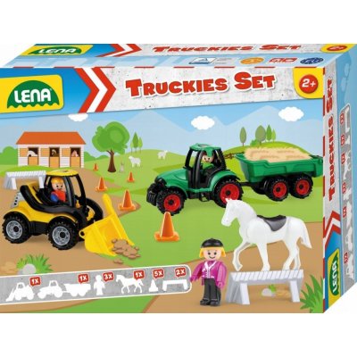 Lena Truckies set farma plast traktor s přívěsem nakladač s doplňky – Zboží Mobilmania