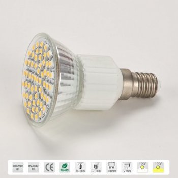 XwLed reflektorová žárovka 4W E14 60smd Teplá bílá 120°