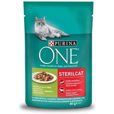 PURINA ONE cat Sterilcat mini filetky s morkou a zelenými fazuľkami v šťave 26 x 85 g