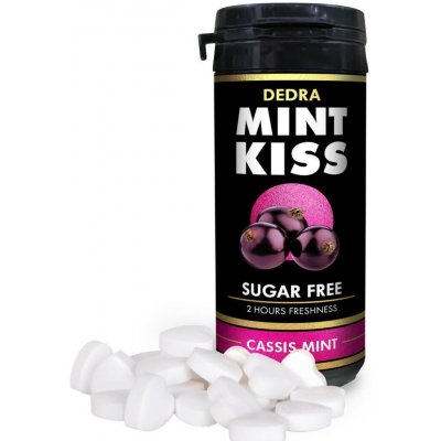 Mint Kiss rybízovo-mátové osvěžující pastilky bez cukru, cassis mint 28 g – Zboží Dáma
