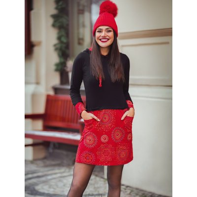 Himalife Šaty s kapucí Asma černá s červenou – Sleviste.cz