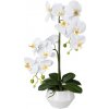 Květina umělá Orchidej bílá v květináči, 52cm