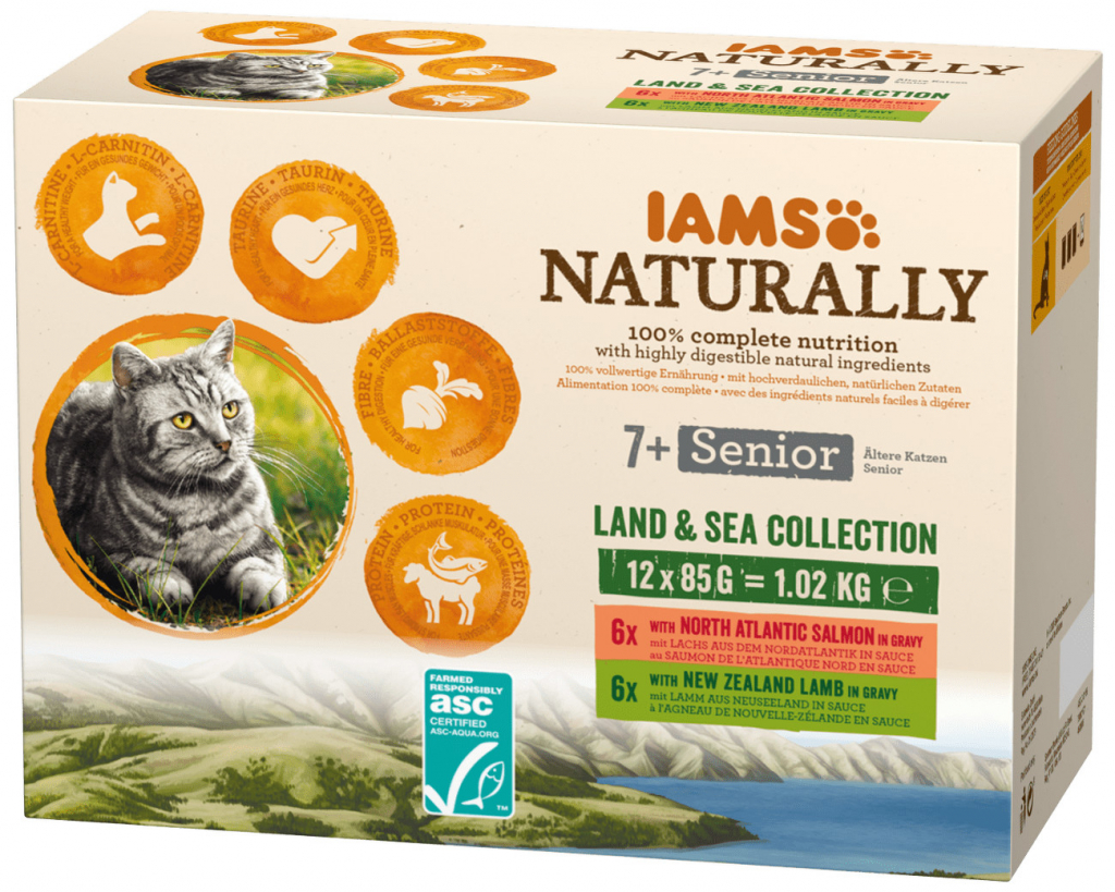 Iams Cat Senior losos jehně v omáčce 12 x 85 g