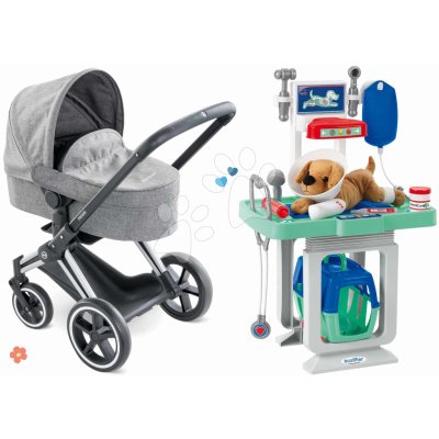Corolle Set kočík skladací a zverolekársky vozík Cybex Landau 3v1 Priam s plyšovým psíkom infúziou a 15 doplnkami CO140770-28 – Zboží Dáma