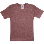 Dětské triko s krátkým rukávem z merino vlny bavlny a hedvábí vínový melír Cosilana – Zboží Dáma