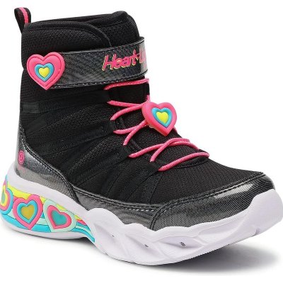 Dívčí vysoké zimní boty SKECHERS-Sweetheart Lights Heart Hugger black