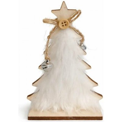 DECOLED Dřevěná dekorace na stůl stromeček s rolničkami, 8,5 × 4,5 × 14 cm, stojící – Zbozi.Blesk.cz