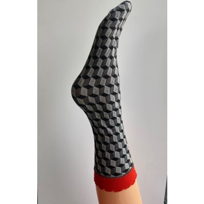 Veneziana dámské vzorované ponožky Carla šedá-černá – Zboží Mobilmania