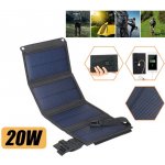 Moonoow Skládací solární panel Power Bank Outdoor Camping Hiking USB 20W IP65 vodotěsný černý – Zbozi.Blesk.cz