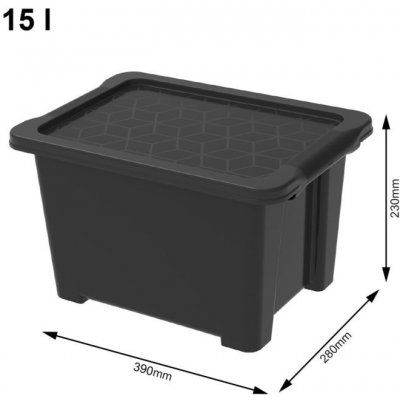 Rotho Úložný box s víkem EVO EASY 15 L plast černý – Zboží Dáma