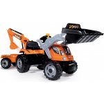 Builder Max Šlapací traktor s bagrem a vozíkem oranžový – Zboží Dáma