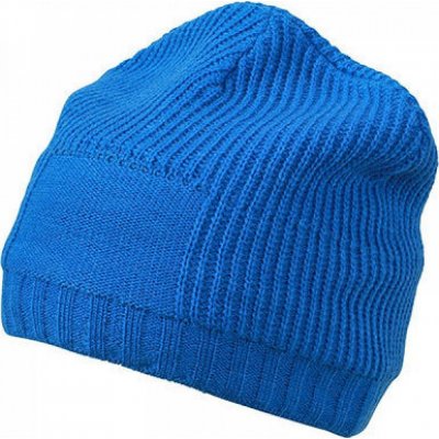 Myrtle Beach Beanie čepice s plochou na výšivku 8 x 6 cm modrá královská – Zboží Mobilmania