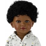 Vestida de Azul Realistická snědý chlapeček Karim ve žlutých kraťasech Karim černé kudrnaté vlasy afro 45 cm – Hledejceny.cz