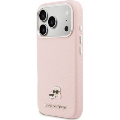 Karl Lagerfeld PU Karl and Choupette Heads Pins MagSafe Zadní Kryt pro iPhone 17 Pro Pink – Zboží Živě