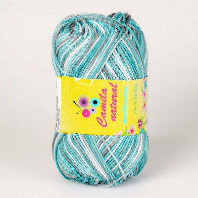 Pletací / háčkovací příze Storex CAMILA NATURAL MULTICOLOR 9186 tyrkysovo-šedá, melírovaná, 50g/125m – Zboží Dáma